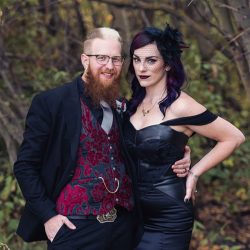 AKwedWEB 762 - A stunning black dress, tattoos, and skulls everywhere at this chic and dark wedding A stunning black dress, tattoos, and skulls everywhere at this goth wedding
