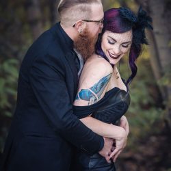 AKwedWEB 790 - A stunning black dress, tattoos, and skulls everywhere at this chic and dark wedding A stunning black dress, tattoos, and skulls everywhere at this goth wedding
