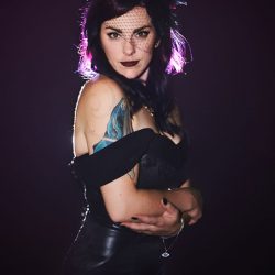 AKwedWEB 820 - A stunning black dress, tattoos, and skulls everywhere at this chic and dark wedding A stunning black dress, tattoos, and skulls everywhere at this goth wedding