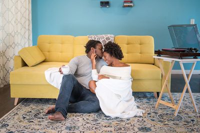 Our Engagement 116 - When outdoorsy isn't you: at-home engagement photos with books, vinyl, and natural black hair When outdoorsy isn't you: at-home engagement photos with books, vinyl, and natural black hair