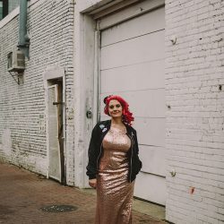 This rad pop-up wedding had glitter, sequins, and huge rainbow mural LOVE