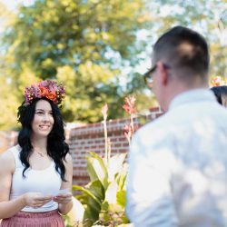 ThistleTwine Blog Amy Chris 41 - Southern bbq & a fab flower crown at this intimate Savannah backyard wedding Naked cake, bbq, & a fab flower crown at this intimate Savannah wedding