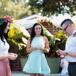 ThistleTwine Blog Amy Chris 42 - Southern bbq & a fab flower crown at this intimate Savannah backyard wedding Naked cake, bbq, & a fab flower crown at this intimate Savannah wedding
