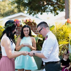 ThistleTwine Blog Amy Chris 45 - Southern bbq & a fab flower crown at this intimate Savannah backyard wedding Naked cake, bbq, & a fab flower crown at this intimate Savannah wedding