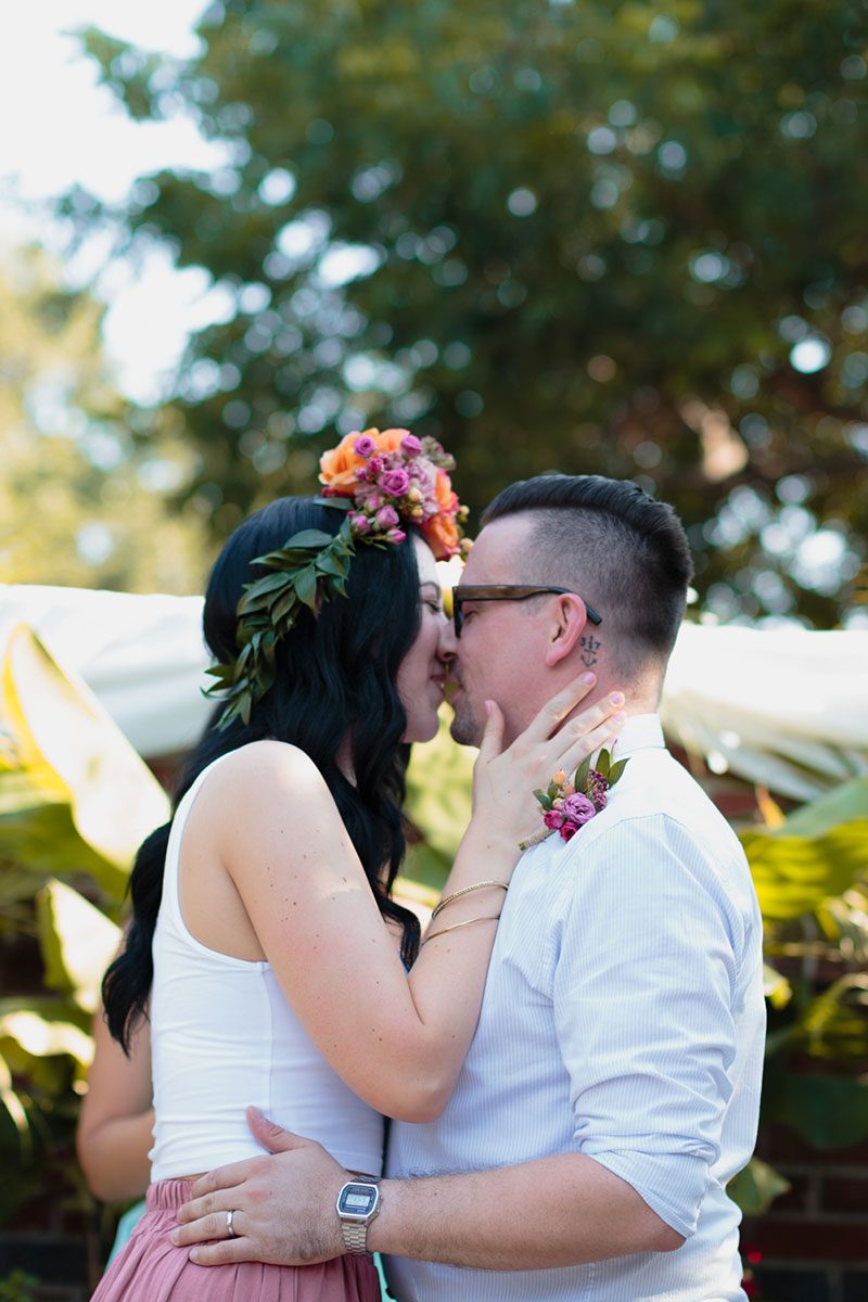 Naked cake, bbq, & a fab flower crown at this intimate Savannah wedding