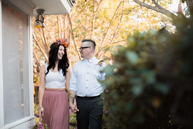 Naked cake, bbq, & a fab flower crown at this intimate Savannah wedding