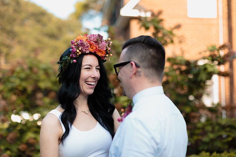 Naked cake, bbq, & a fab flower crown at this intimate Savannah wedding