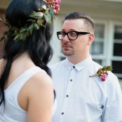 ThistleTwine Blog Amy Chris 73 - Southern bbq & a fab flower crown at this intimate Savannah backyard wedding Naked cake, bbq, & a fab flower crown at this intimate Savannah wedding