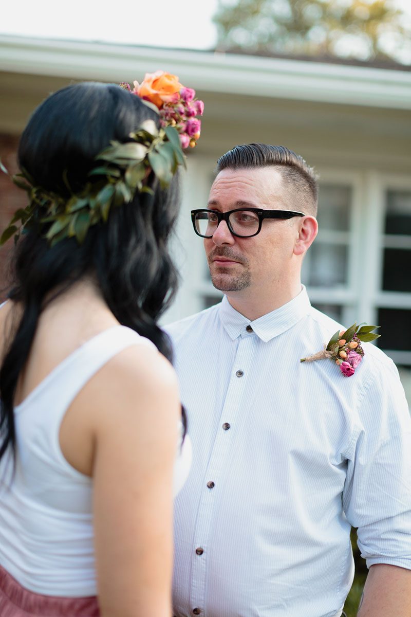 Naked cake, bbq, & a fab flower crown at this intimate Savannah wedding