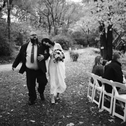 A rainy fall wedding with woodworking details