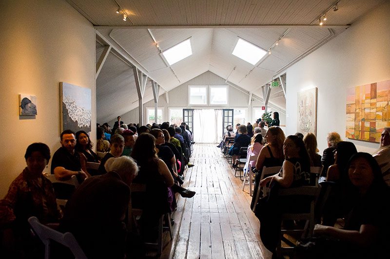 Succulents, wishing trees, & a zither at this modern art gallery wedding