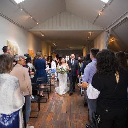 Succulents, wishing trees, & a zither at this modern gallery wedding