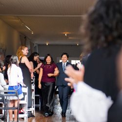 Succulents, wishing trees, & a zither at this modern gallery wedding