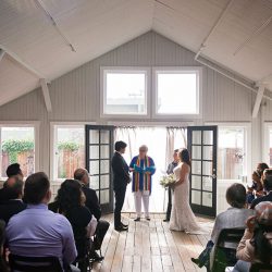 Succulents, wishing trees, & a zither at this modern gallery wedding