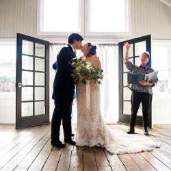 Succulents, wishing trees, & a zither at this modern gallery wedding