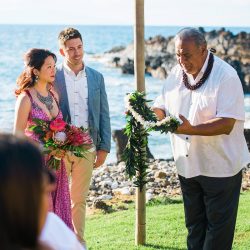 Lin Lin AngelaNelsonPhotography VibrantKukahikoEstateWedding0024 big - Pink skies and a pink dress at this glowing beach wedding in Maui Pink skies and a pink dress at this glowing beach wedding in Maui