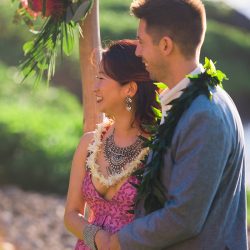 Lin Lin AngelaNelsonPhotography VibrantKukahikoEstateWedding0027 big - Pink skies and a pink dress at this glowing beach wedding in Maui Pink skies and a pink dress at this glowing beach wedding in Maui