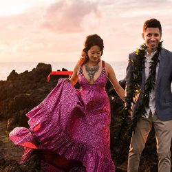 Lin Lin AngelaNelsonPhotography VibrantKukahikoEstateWedding0044 big - Pink skies and a pink dress at this glowing beach wedding in Maui Pink skies and a pink dress at this glowing Maui beach wedding