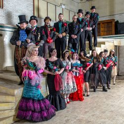 A fantastical villainous Candyland sideshow music fest wedding