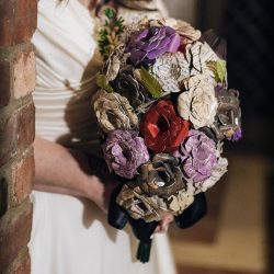 a03bouquet2 - Travel through Tatooine, Middle Earth, Westeros & more at this pop culture travel-themed wedding (with April Fools pranks!) Travel through Tatooine, Middle Earth, Westeros & more at this pop culture travel-themed wedding (with April Fools pranks!)