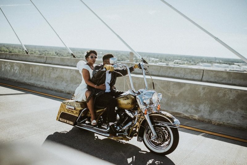 Motorcycles, leather, & romance at this rock 'n' roll wedding