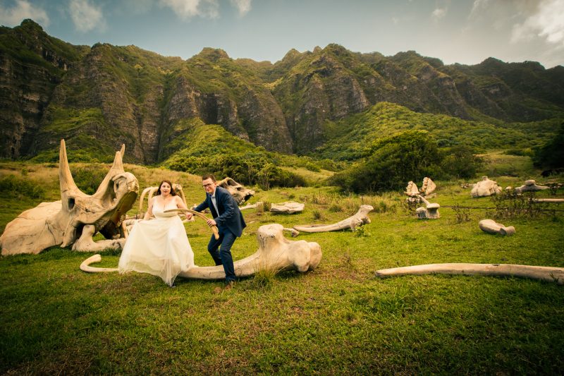 Two film lovers had a Hawaiian Jurassic Park wedding at the REAL film location