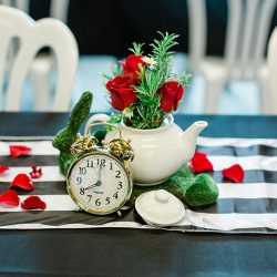 Huge flowers, toadstools, & tea at this whimsical Alice in Wonderland wedding