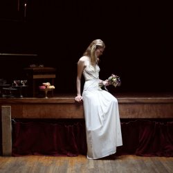 Jalopy Theater Bridal Styled Shoot 1 - Funky instruments & muted flowers at this dark and eclectic inspiration shoot at an old Brooklyn theater Jalopy Theater Bridal Styled Shoot 1