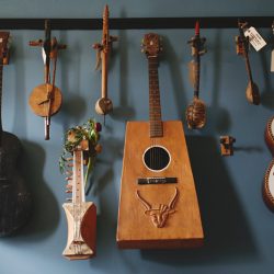 Jalopy Theater Bridal Styled Shoot 11 - Funky instruments & muted flowers at this dark and eclectic inspiration shoot at an old Brooklyn theater Funky instruments & muted flowers at this dark and eclectic inspiration shoot at an old Brooklyn theater