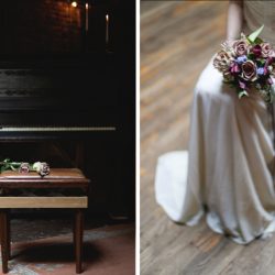 Jalopy Theater Bridal Styled Shoot 3 - Funky instruments & muted flowers at this dark and eclectic inspiration shoot at an old Brooklyn theater Funky instruments & muted flowers at this dark and eclectic inspiration shoot at an old Brooklyn theater