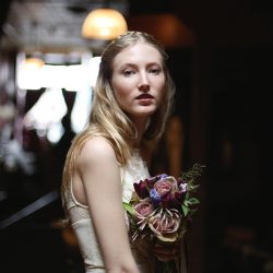 Jalopy Theater Bridal Styled Shoot 8 - Funky instruments & muted flowers at this dark and eclectic inspiration shoot at an old Brooklyn theater Funky instruments & muted flowers at this dark and eclectic inspiration shoot at an old Brooklyn theater