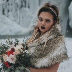 Velvet, faux fur, and waterfalls at this Franklin Falls wintry elopement inspiration