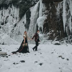 Velvet, faux fur, and waterfalls at this Franklin Falls wintry elopement inspiration