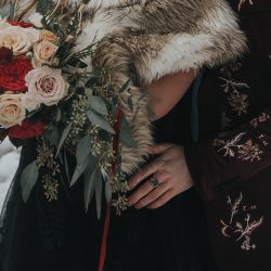 Velvet, faux fur, and waterfalls at this Franklin Falls wintry elopement inspiration