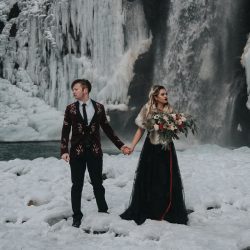 Velvet, faux fur, and waterfalls at this Franklin Falls wedding inspiration