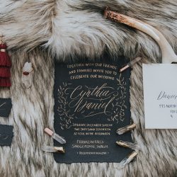 Velvet, faux fur, and waterfalls at this Franklin Falls wedding inspiration
