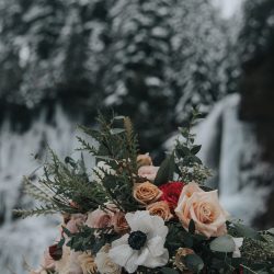Velvet, faux fur, and waterfalls at this Franklin Falls wedding inspiration