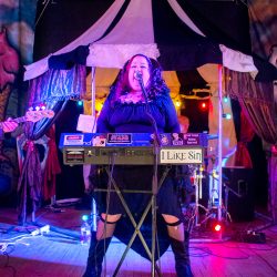 A fantastical villainous Candyland sideshow music fest wedding