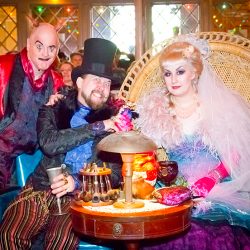 A fantastical villainous Candyland sideshow music fest wedding