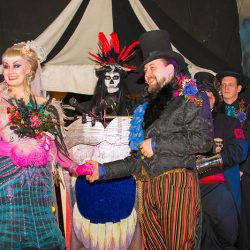 A fantastical villainous Candyland sideshow music fest wedding