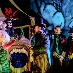 A fantastical villainous Candyland sideshow music fest wedding
