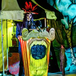 A fantastical villainous Candyland sideshow music fest wedding