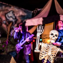 A fantastical villainous Candyland sideshow music fest wedding