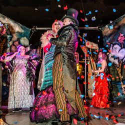 A fantastical villainous Candyland sideshow music fest wedding