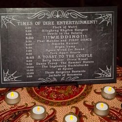 A fantastical villainous Candyland sideshow music fest wedding
