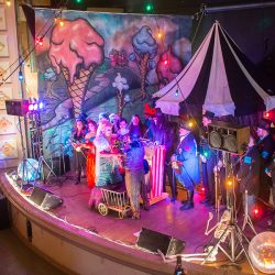 A fantastical villainous Candyland sideshow music fest wedding