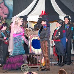 A fantastical villainous Candyland sideshow music fest wedding