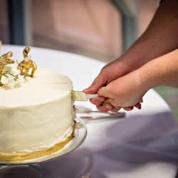 14 CakeCutting 1129 - With golden dinos and The Simpsons, these two major cuties get wedded With golden dinos and The Simpsons, these two major cuties get wedded