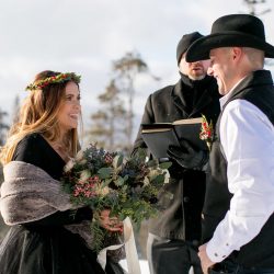 Don't miss the black gown and ski lift ride at this chilly wintry elopement