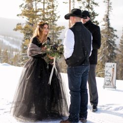 Don't miss the black gown and ski lift ride at this chilly wintry elopement